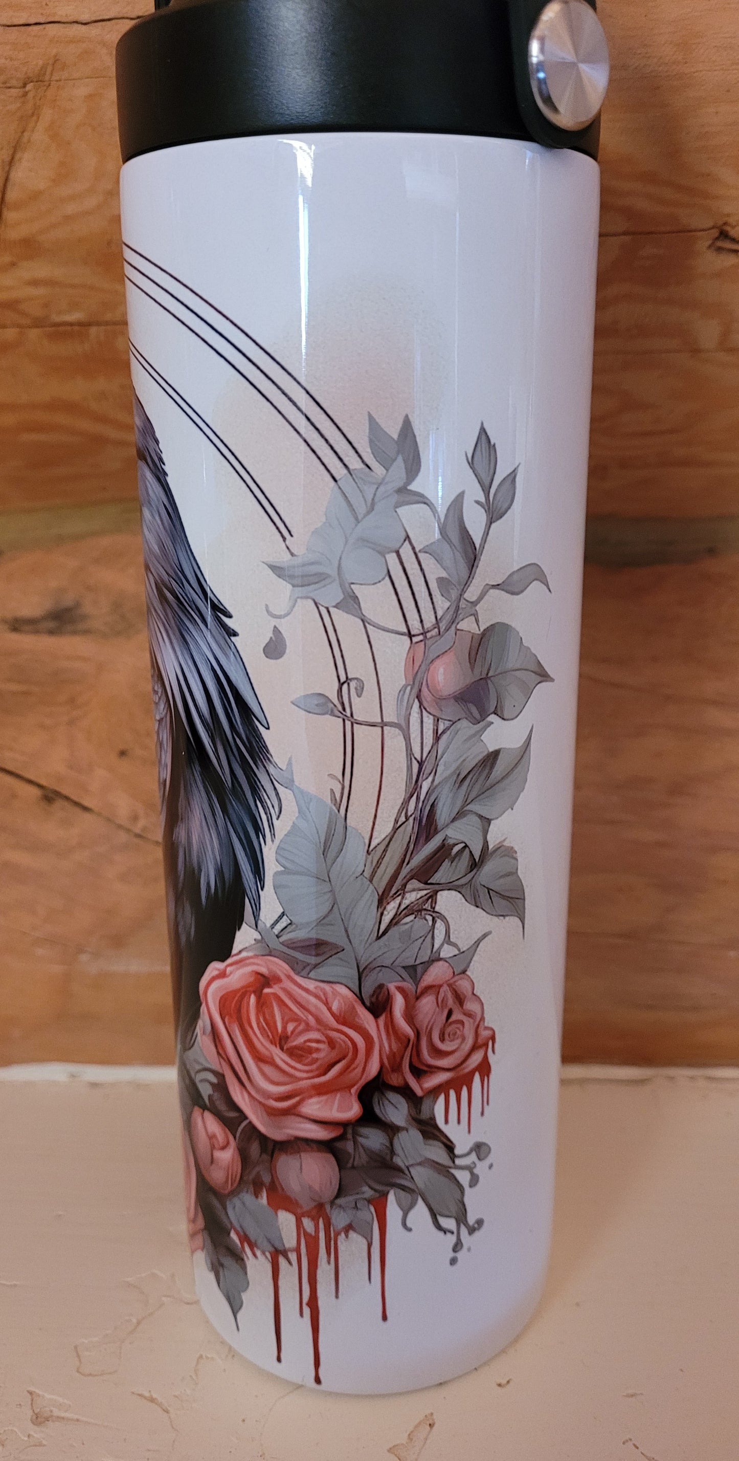 Raven in Roses 20oz Water Bottle