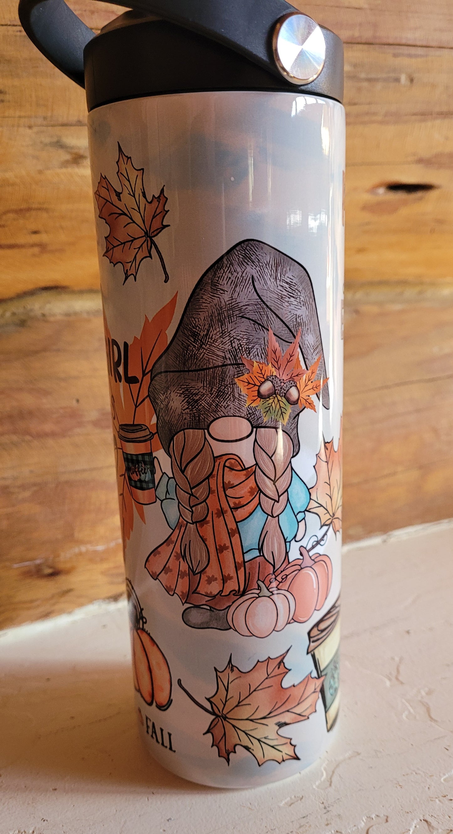 Fall Gnome Girl 20oz Water Bottle